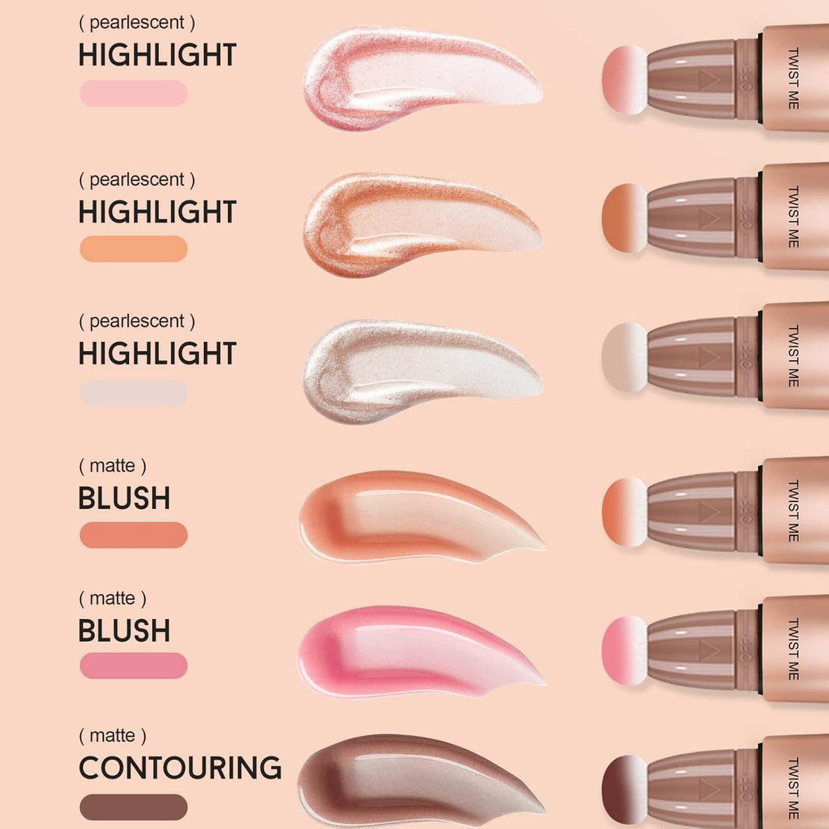 My Colors Liquid Blush Stick with Cushion Applicator, Soft Touch Long Lasting Natural Matte Finish, Silky Cream Face blusher (B1) - Image 3