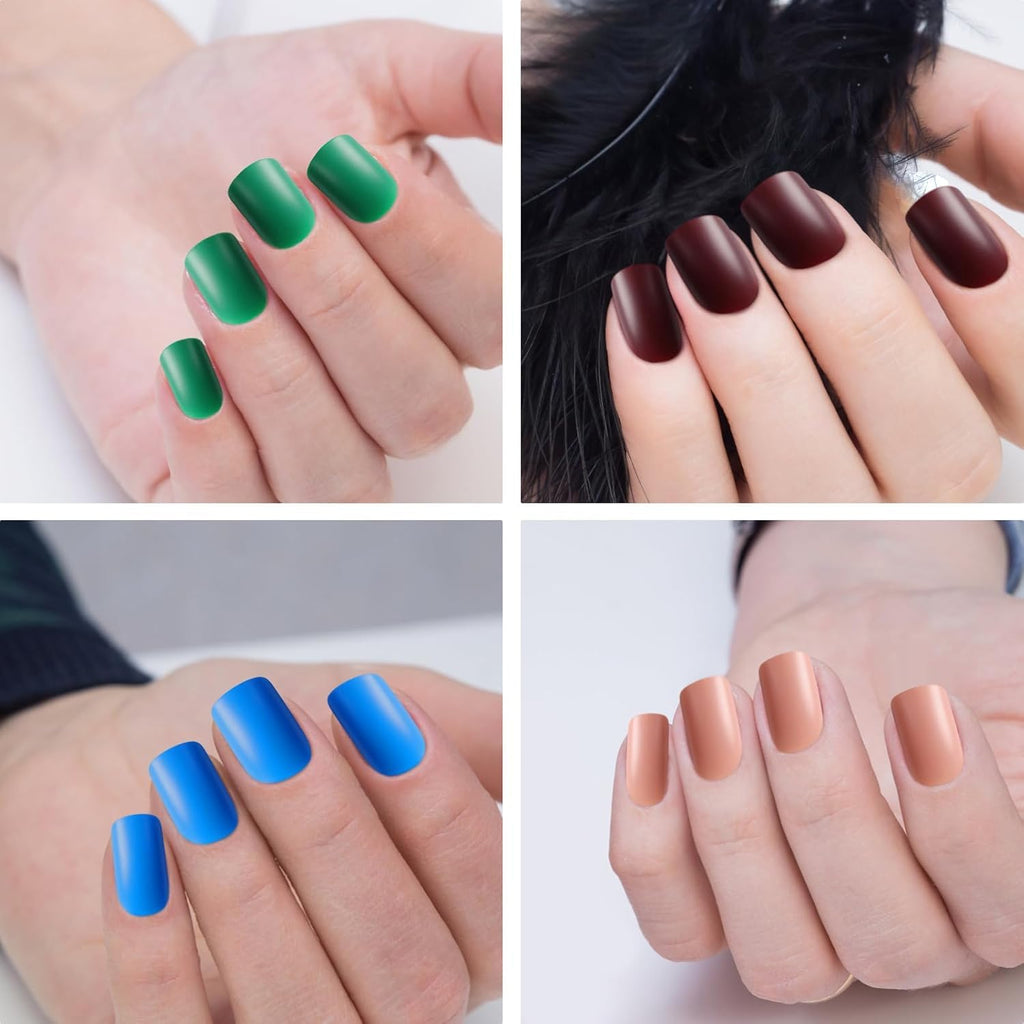 NAILWIND 120 Pcs Soft Gel Nails | Medium Round Artificial Nails Extensions | Combo in 5 Colors With Glue Stickers | Acrylic Nails Press ons for Women Girls (06) - Image 3
