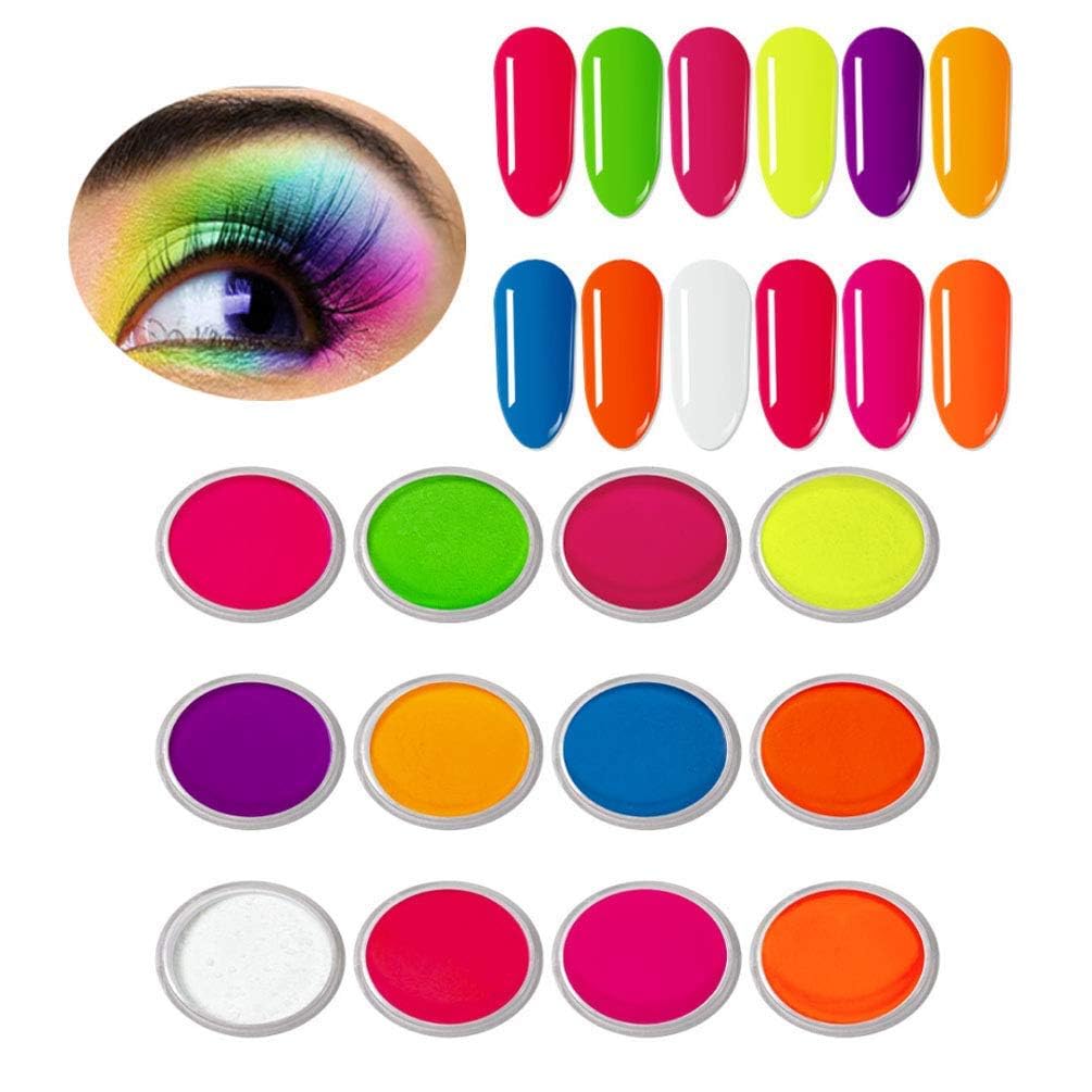 My Color 12 Colors Pigment Nail Powder Fluorescent Powder, Color Nail Pigments Dust Nail Glitter, Neon Pigment Eyeshadow Powder for Face Body Makeup Nail Art Decoration - Image 5