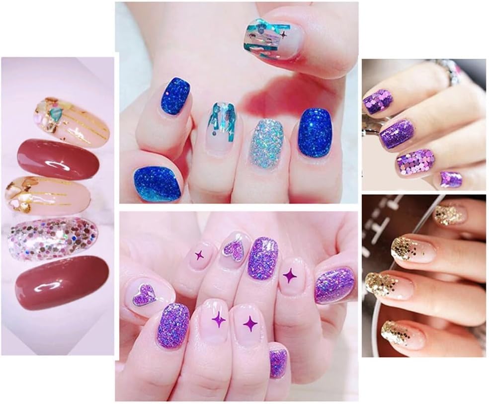 NAILWIND 48 in 1 Set of 3D Nail Art Glitter Bottle Acrylic Rhinestone Decoration Kit, 3D Nail Art,3D Glitter Set of Nail Nail Art Tool for Nail Decoration Multicolour - Set of 48 Bottles - Image 8