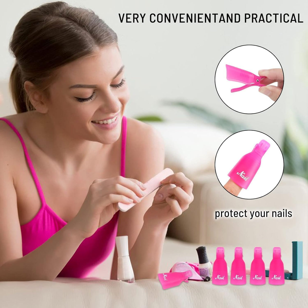 NAILWIND Nail Polish Remover Clips 10Pcs Professional Plastic Acrylic Nail Art Polish Remover Clips UV Gel Wrap Cleaner Soak Off Cap Clip Multicolour - Image 5