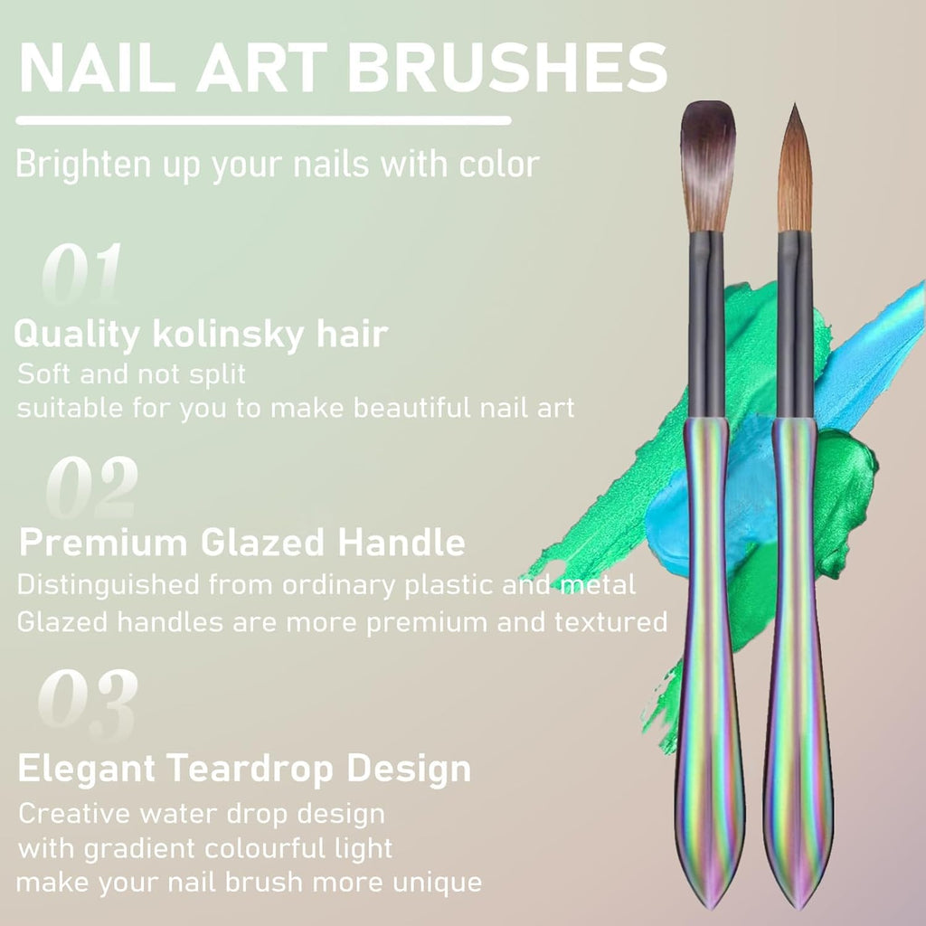 NAILWIND 4 Pcs Acrylic Nail Brush Set - Professional Size 6/8/10/12 Acrylic Brush Strong Durable Acrylics Nail Art Brushes - Brushes for Nails for Home DIY Salon - Image 2