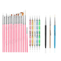 NAILWIND 23 pcs Nail Art Brushes, Nail Art Design Painting and Drawing UV Polish Brush Tool Kit, 15 pcs Nail Art Brushes Kit with 5 pcs Nail Dotting Pens, 3Pcs Nail Art Brushes Fine Liner Multicolored