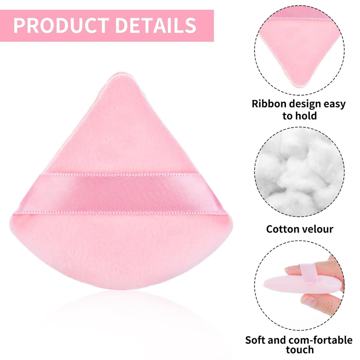 COSLUXE triangle puff, pizza puff makeup Puff The Perfect Trio | 3 Set of Pink triangle puff for Makeup Sponges | for Foundation, Liquid, Cream, Powder, Beauty Gift Set Woman, Girl - Image 6