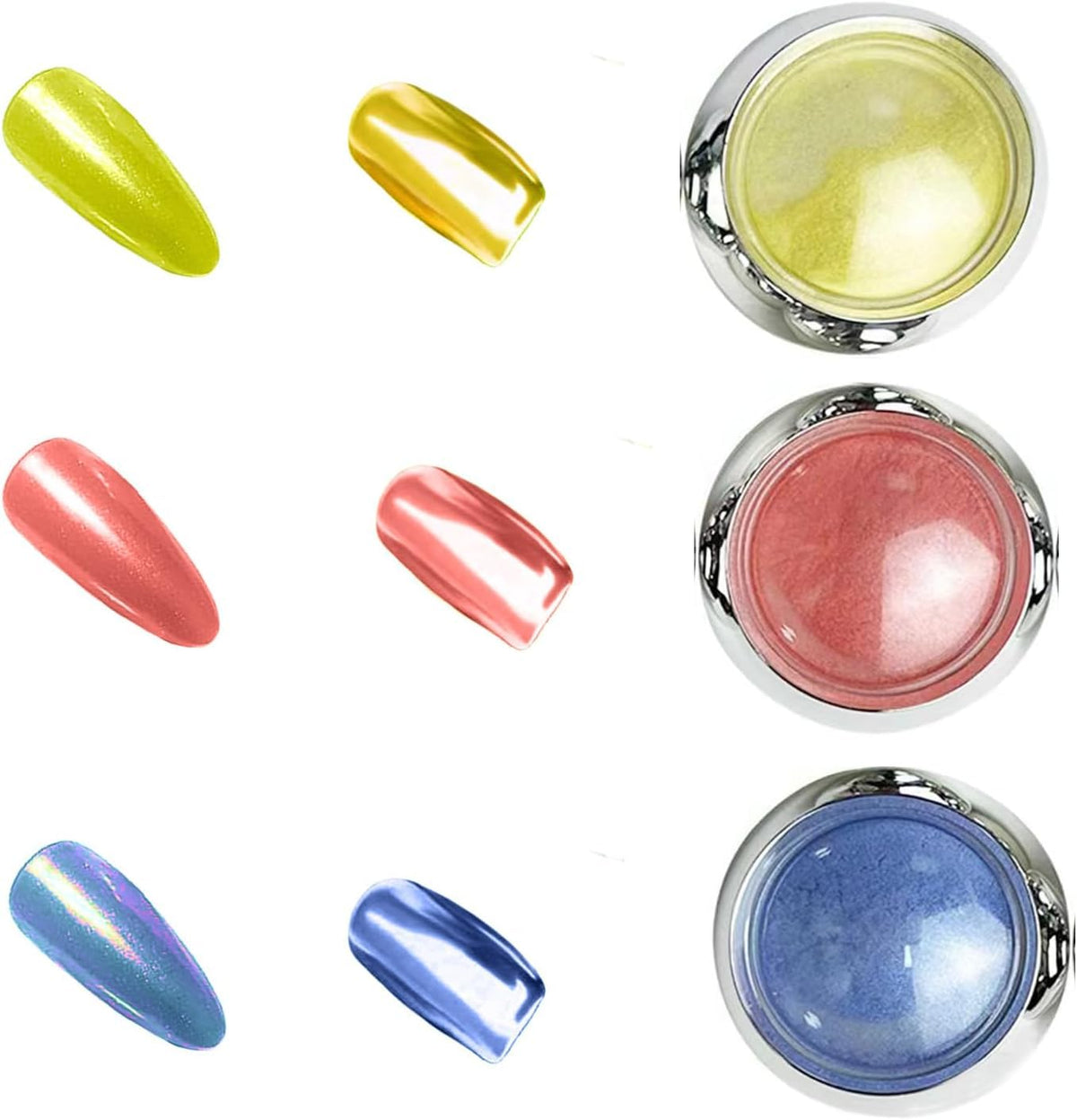 NAILWIND Chrome Nail Powder, 6 Aurora Mermaid Nail Powder Iridescent Pearl Nail Art Powder Metallic Mirror Effect Pigment Glitter Dust Kit Nail Art Supplies for Gel Polish Nail Decorations - Image 4