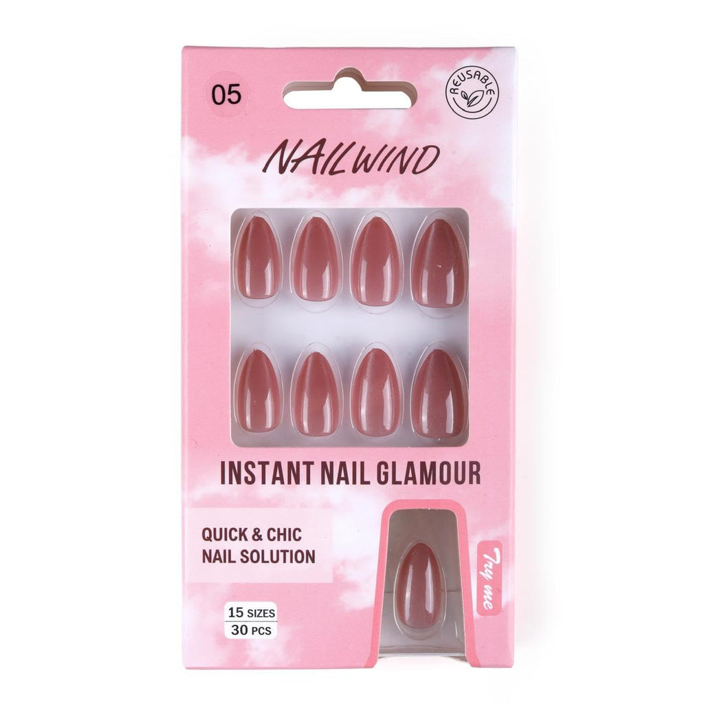 NAILWIND 30Pcs Short Almond chrome & Cat eye Nails, Press On Nails, Soft Gel Mirror Designs Glossy Nail's with Nail Glue, Reusable Glue On in 15 Sizes - 30PCS Stick On Nail Kit, Acrylic Nail for Women 05 - Nude peach, - Image 4