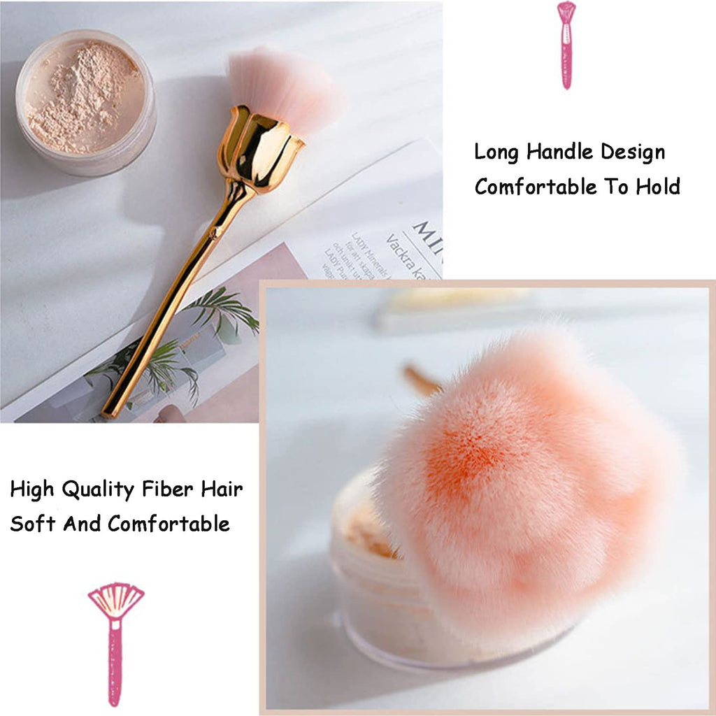 NAILWIND Nail Art Dust Powder Remover Brush | Rose Brushes | Pink Rose Soft Brush | Acrylic Nail Arts Manicure Dust Cleaner Brush | for Nail Trimming Cleaning | Makeup Brush Tools - Image 3