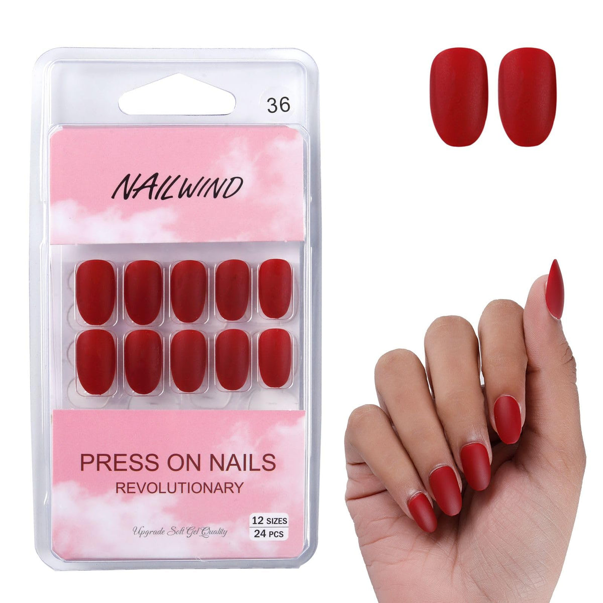 NAILWIND 24 Natural French Short False Nails Acrylic Full Cover Nails,Natural Fake Nails Delicate & Comfortable for Women and Girls (N36, 24 Count -Pack of 1)