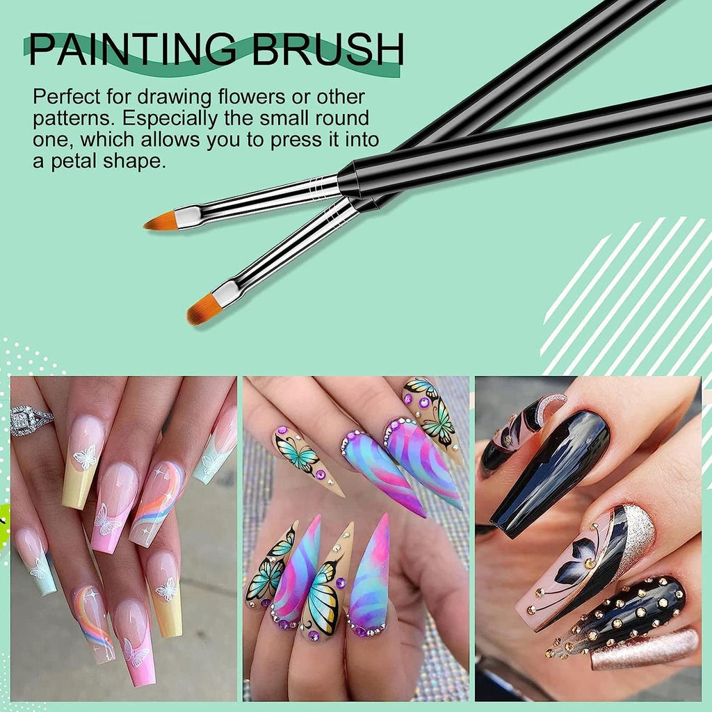 NAILWIND Nail Art Brush Set - 6pcs Double-End Nail Art Brushes Kit Professional Manicure Tools Kit with Painting Dotting Line Pen for Gel Polish Nail Designs Nail Carving French Nails - Image 5