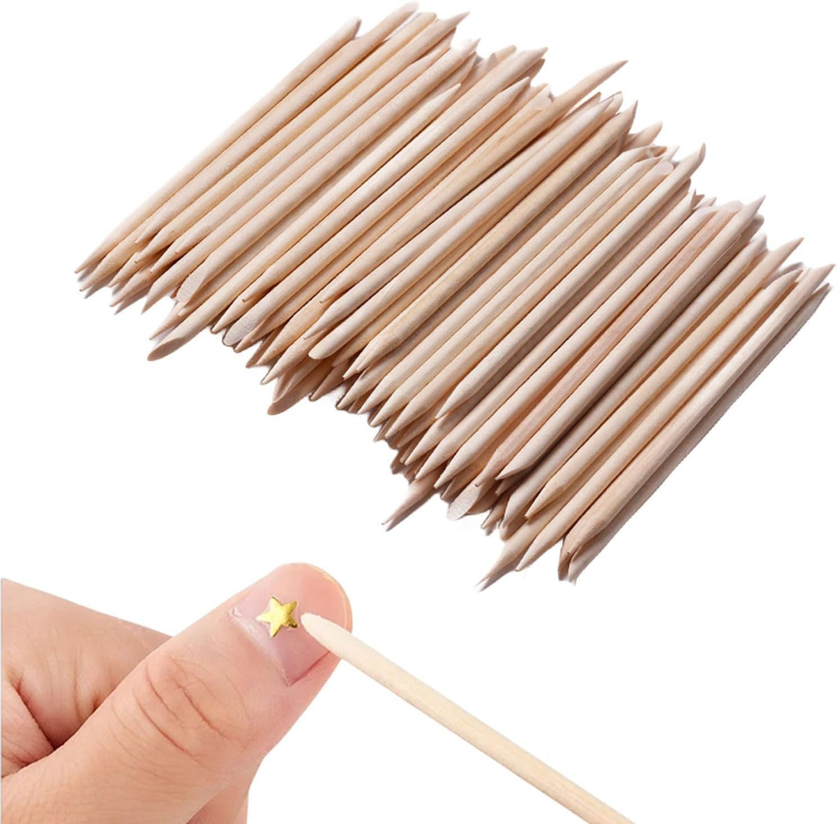 COSLUXE Orange Wood Nail Sticks Double Sided Multi Functional Cuticle Pusher Remover Manicure Pedicure Tool for Manicure Pedicure 100 PCS SET - Image 2