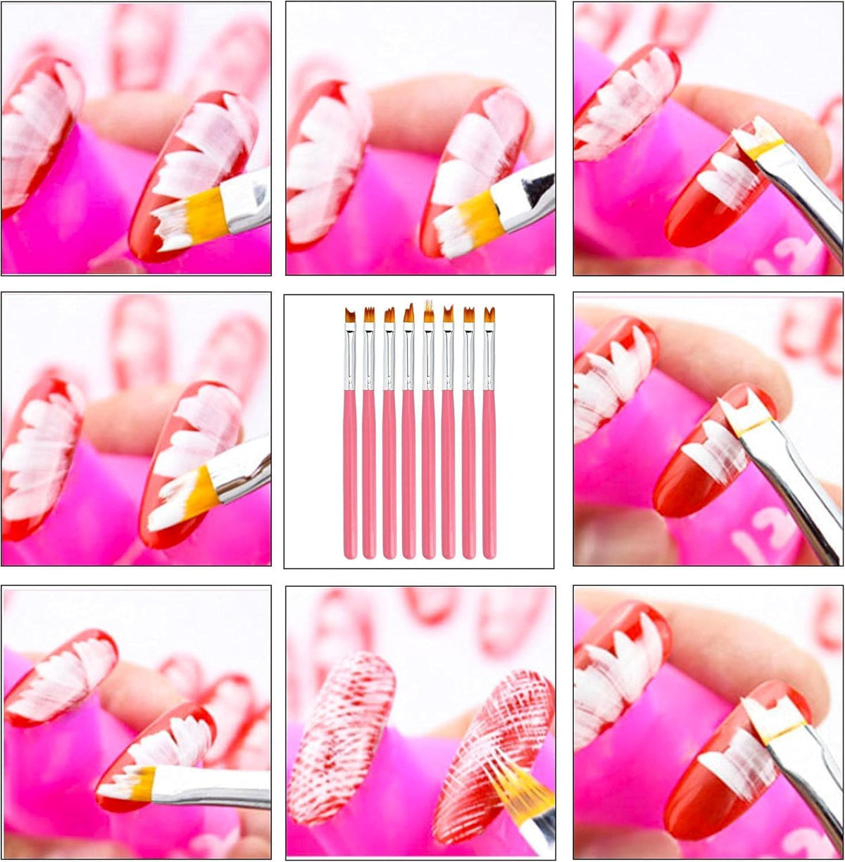 NAILWIND 8Pcs Flower Nail Art Brush Set, Ombre Gradient Painting Pen 3D Tool, Nail Art For Professional Salons Ombre Nail Brush And Home Diy Nail Art Nail Designs (Multicolored, 8 - Pcs) - Image 6