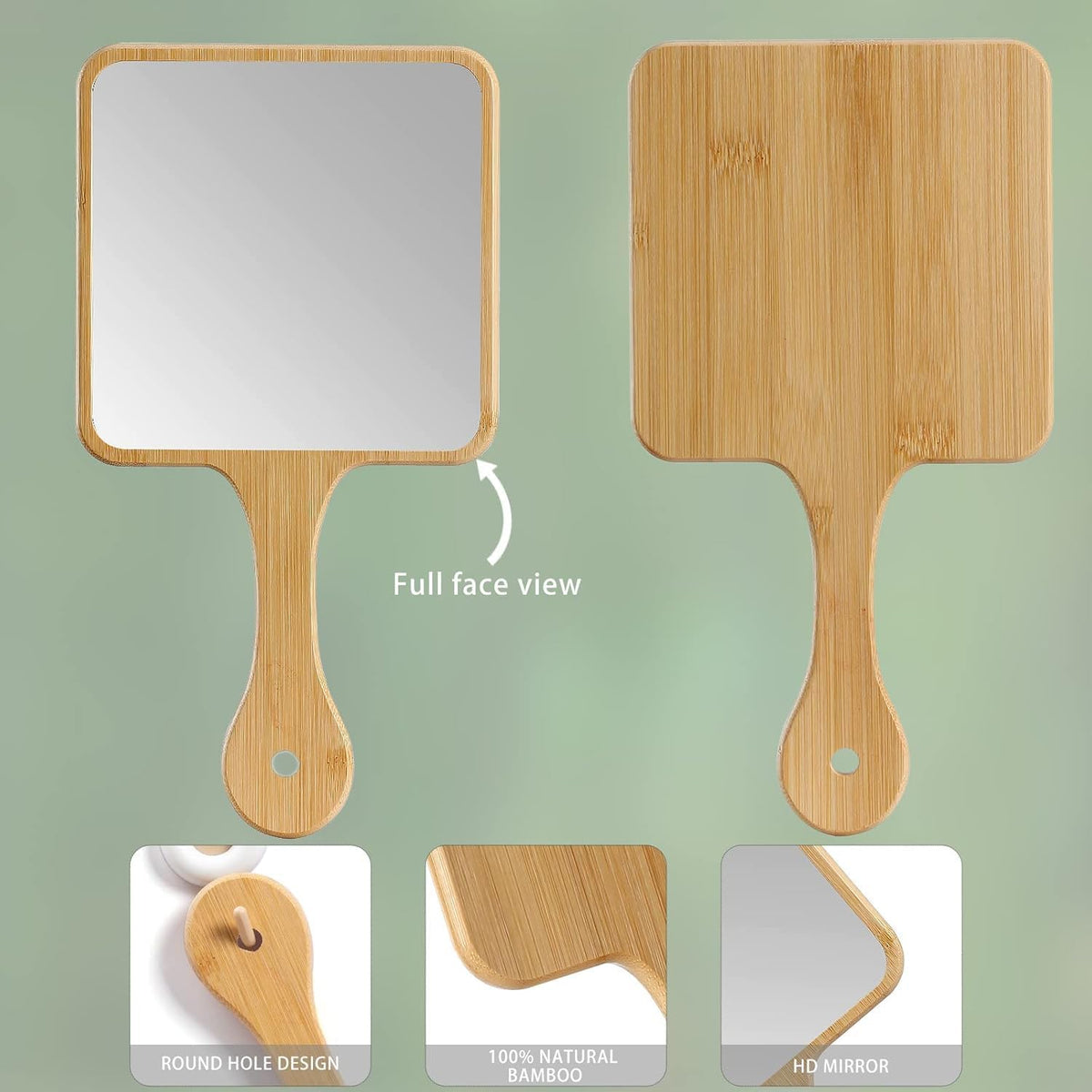 COSLUXE Makeup Mirrors, Handheld Mirror, Handheld Mirror with Handle for Shaving Single-Sided Portable Travel Vanity Mirror for Men & Women, Makeup, Shaving,Shower (Rectangle, Medium) - Image 4