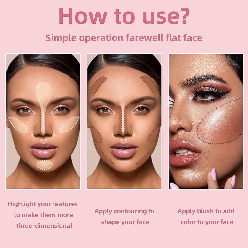 HUDAMOJI 6 Colors Highlighter Blush Makeup Palette, Bronzer Powder Matte Shimmer Metallic Finish,Face Blusher Contour Highlighter 34g (Pink Squad, 1 Pcs) - Image 5