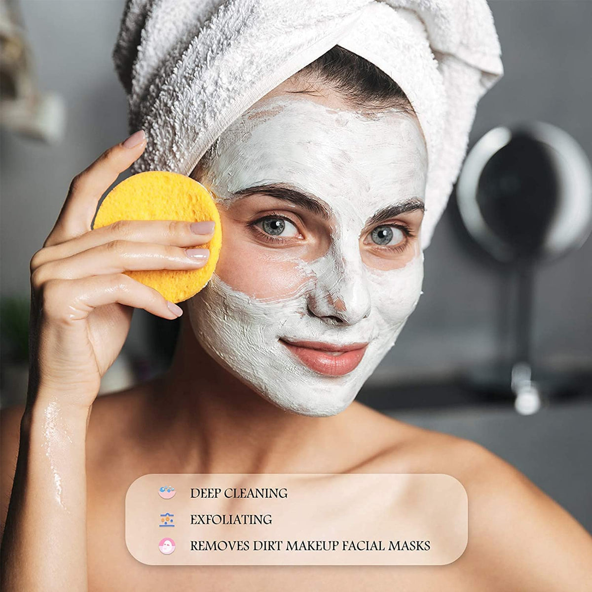 Cosluxe 12 Pcs Compressed Facial Sponge Face Cleansing Sponge Makeup Removal Sponge Pad Exfoliating Wash Round Face Sponge Multicolor for Women Girls - Image 3