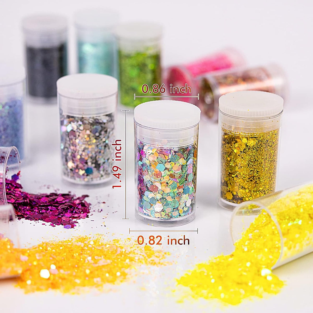 NAILWIND 24 Colors Nail Art Pigment Glitter for Nails, Sequins & Fine Glitter Powder Mix, Holographic Flakes, Cosmetic for Eyeshadow Makeup Rave Festival Parties Face Painting Nail Art - Image 3