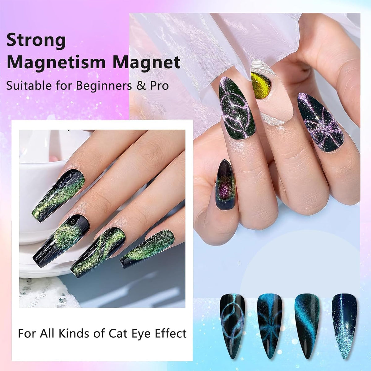 NAILWIND 3-in-1 Cat Eye Magnet for Nails, Multi-Function Nail Magnet Stick, Upgraded Cateye Magnet Tool for 3D Magnetic Cat Eye Gel Polish Nail Art, Salon & Home Use - Image 6