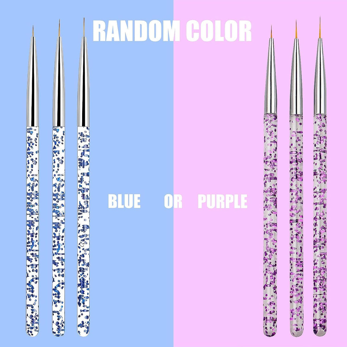 NAILWIND 3 PCS Nail Art Liner Brushes, UV Gel Painting Acrylic Nail Design Nylon Brush, Nail Painting Drawing Pens (7/9/11mm) - Image 2