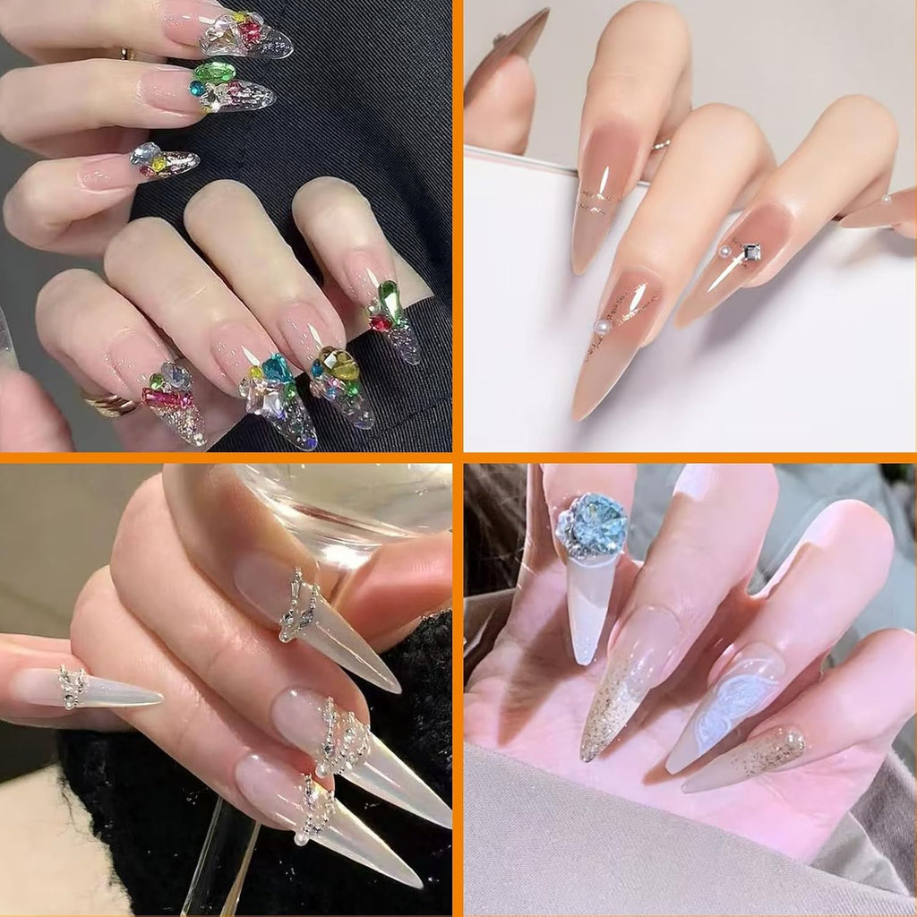 NAILWIND 240Pcs Extra Long Stiletto Nail Tips, 3XL Long Nail Tips Press On Nails, Full Cover No 2 C Curve Stiletto Nails Tips Clear Artificial Acrylic Nails Tips for Salons Home DIY 12 Sizes - Image 6