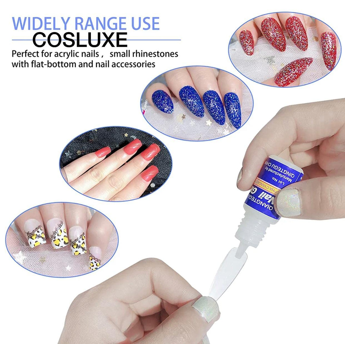 Cosluxe Professional Strong Nail Glue for Fake Nails - Nail Tips 3g (Pack of 3) - Image 3