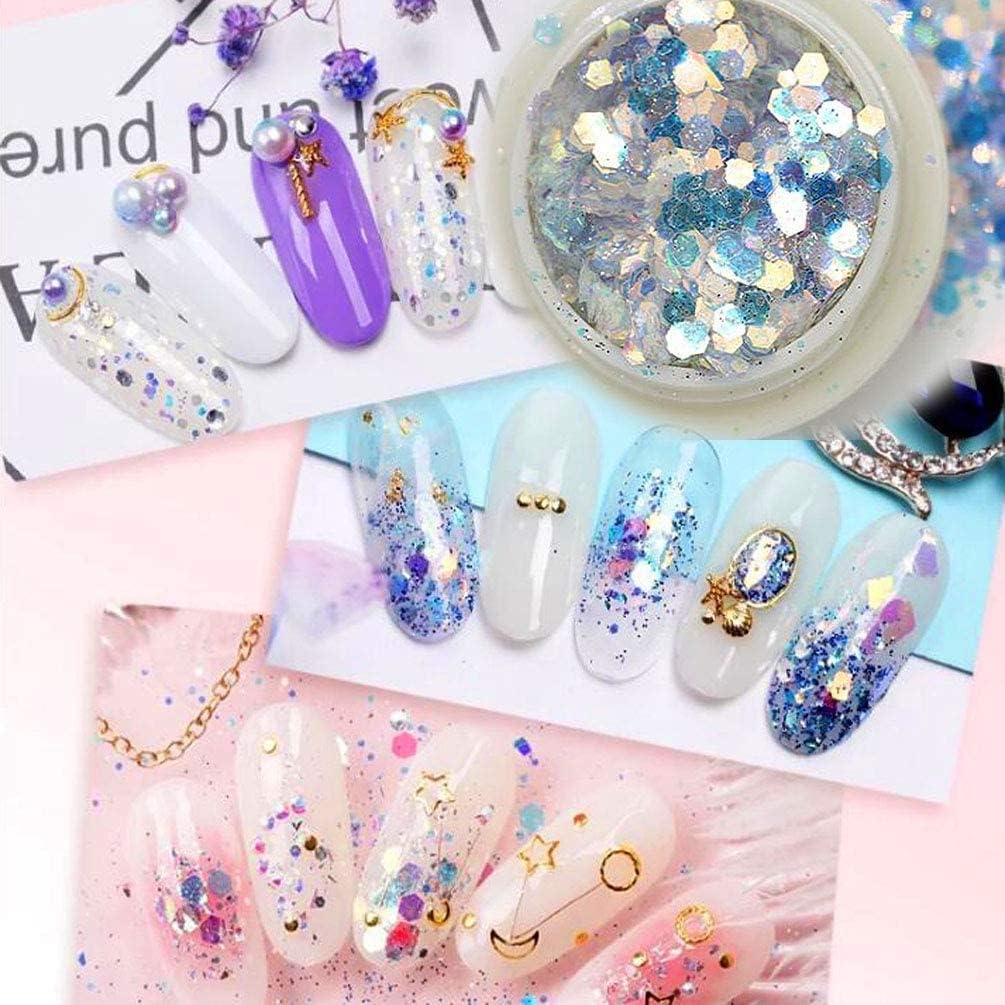 MY COLORS Nail Glitter Sequins Chrome Powder, 8 pcs DIY Nail Decal Manicure for Laser Nail Polish, Women Manicure Shiny Decorations. - Image 2