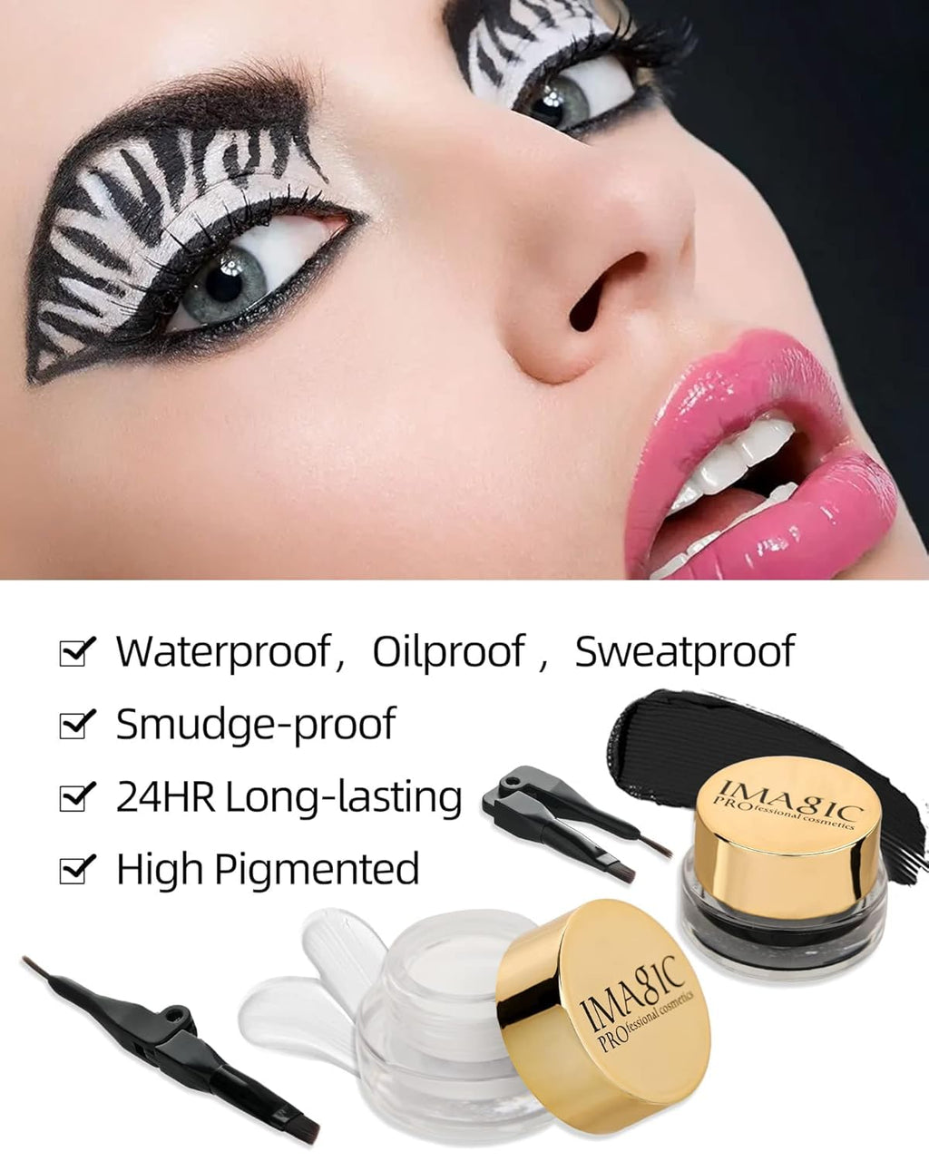 COSLUXE IMAGIC Gel Eyeliner, Waterproof Makeup Gel Eye Liner With Brush (4g) (black 01) - Image 12