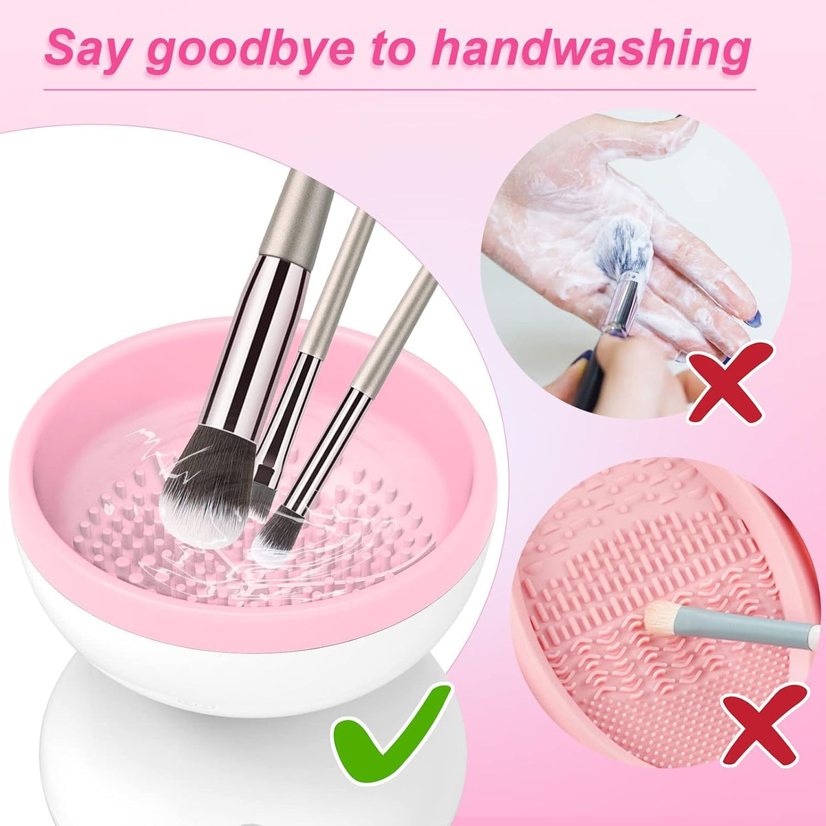 COSLUXE Automatic Makeup Brush Cleaner - Beauty Blender Cleanser Electric Brush Cleaner Spinner Tool for All Type Makeup Brushes - Cosmetic Brush Washing Cleaner All Size Makeup Brushes - Image 3
