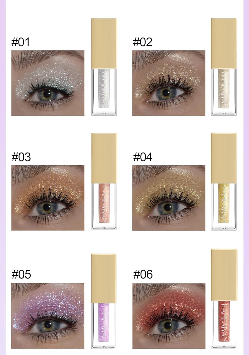 My Colors Liquid Glitter Eyeshadow Set, 12 Colors Metallic Glitter Shimmer Smokey Eye Looks Waterproof Long Lasting EyeShadow Makeup Kits - Image 3