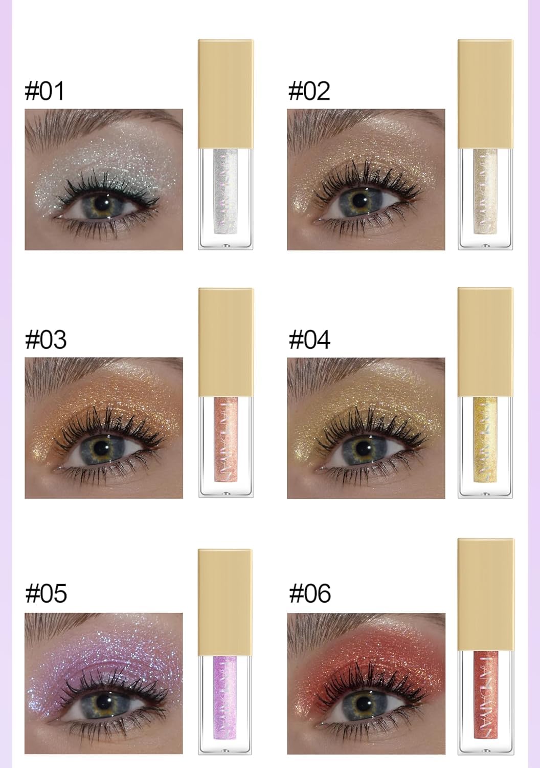 My Colors Liquid Glitter Eyeshadow Set, 12 Colors Metallic Glitter Shimmer Smokey Eye Looks Waterproof Long Lasting EyeShadow Makeup Kits - Image 3
