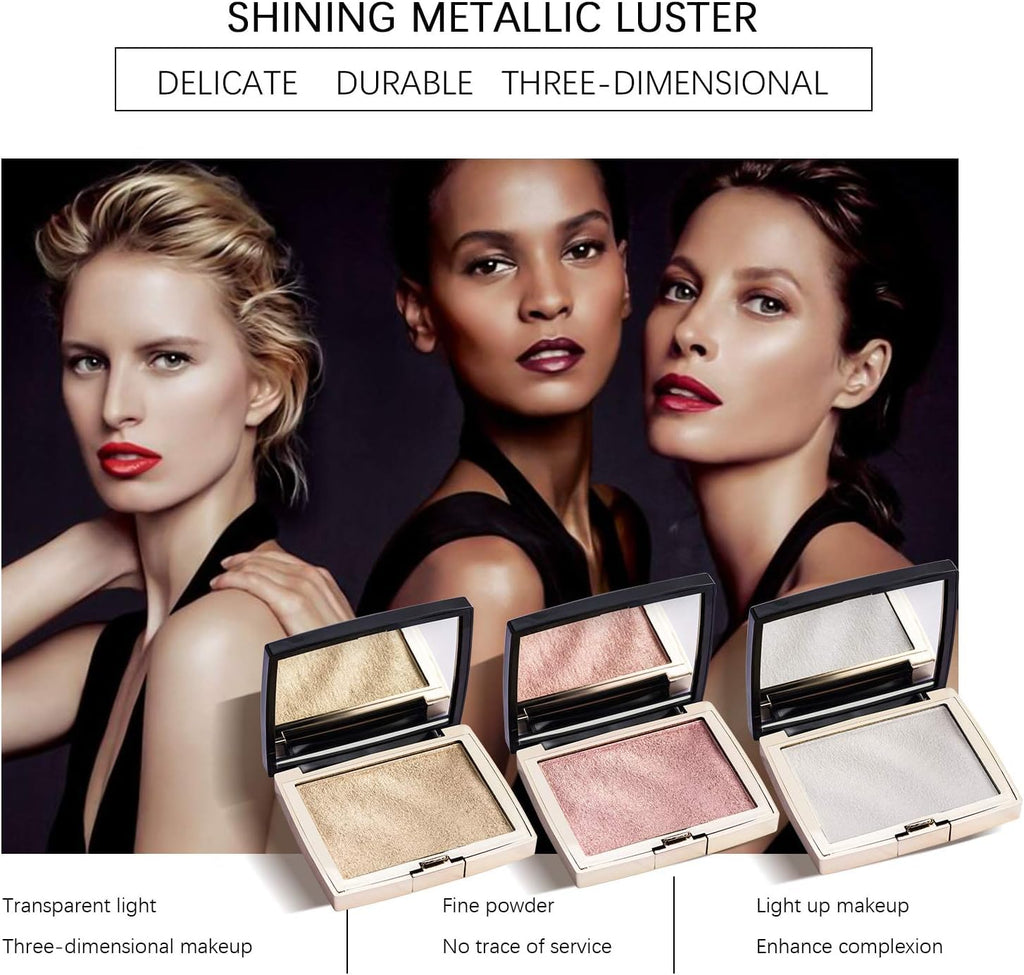 Hojo Highlighter Highlight Shimmering Powder, Waterproof Long Lasting Highlighter's, Highlight Powder Palette,highlighter makeup 10g (03) SILVER - Image 9