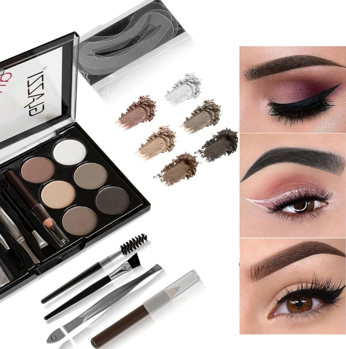 My Colors All in One Eyebrow Makeup Palette Set - 12 Color Eye brow Powders, 5 Color Eyebrows Gel, 4pcs Eyebrow Stencils, 3 pcs Eyebrow Brush and Eyebrow Pen - Unique Eyebrow kit Gifts For Women - Image 4