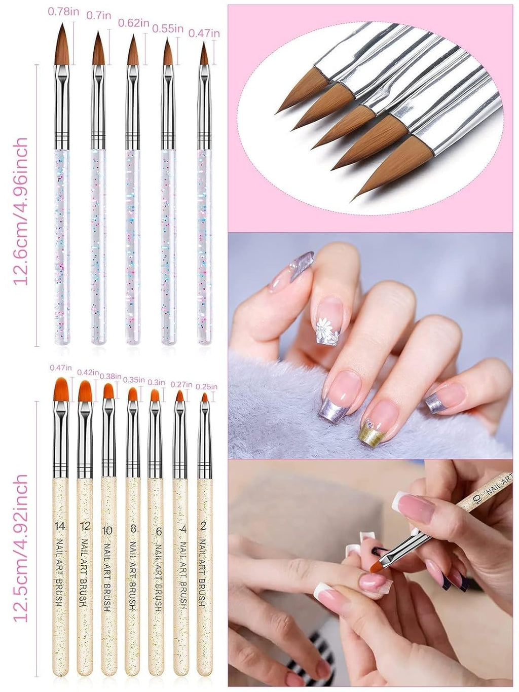 NAILWIND 33pcs Acrylic Nail Brush Set, UV Gel Nail Art Brushes Kit with Nail Flower Painting Brush, Double Ended Nail Dotting Pen, Liner & Nail Extension Gel Brush for DIY Nail Art, Salon & Home Use - Image 2
