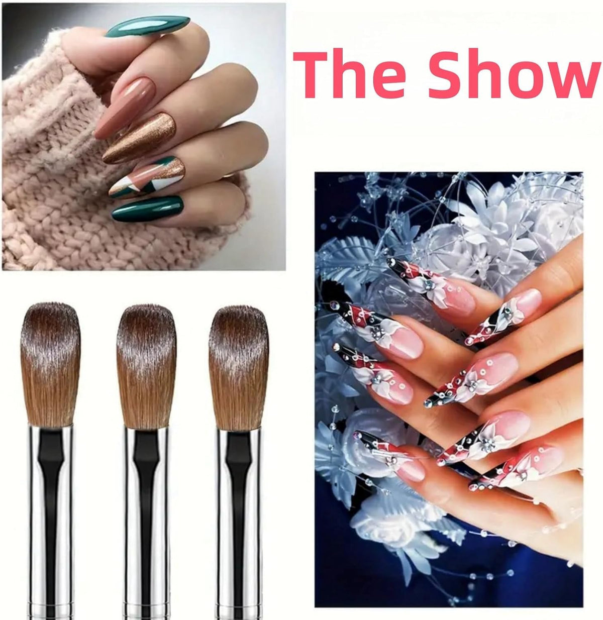 NAILWIND 3PCS Nail Brush, Nail Art Kit Brushes for Nails in Size 8/10/14,Nail Brush for Powder, Nail Polish Pens,3D Manicure Carving Tool,3D Nail Art Tool Nail Art Brush for Gel Nail, Nail Brush Set for Women, - Image 9