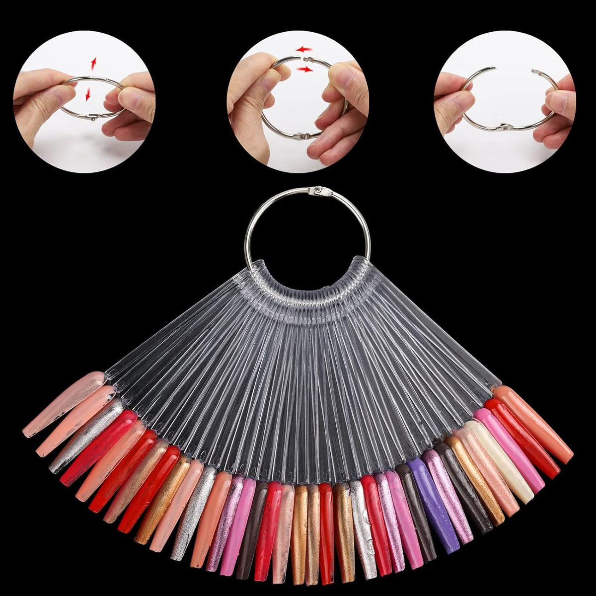 NAILWIND Fan Shape Nail Art Polish Display Tips, False Nails Sample Sticks, Nail Practice Color Display, for Nails Home DIY Nails Salon Practice Tools (Fan-shaped CLEAR, 50 - Pcs) - Image 9