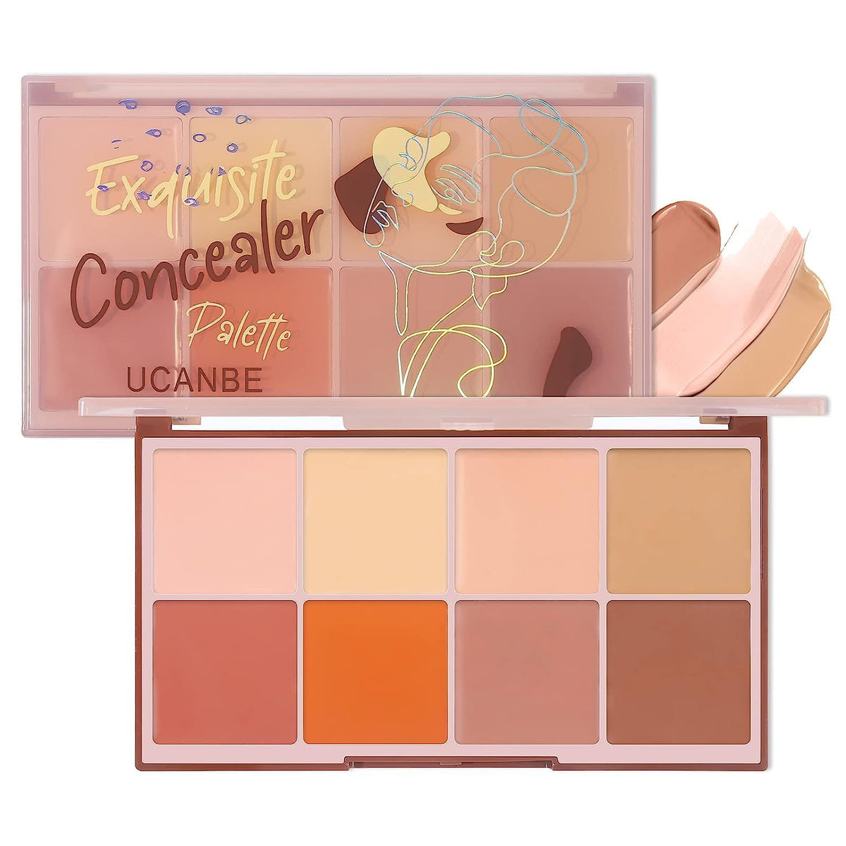 UCANBE Face Concealer Contour Cream Makeup Palette 24.8g - 8 Colors Exquisite Facial Camouflage Contouring Corrector Pallet Full Coverage Make Up Kit (03)
