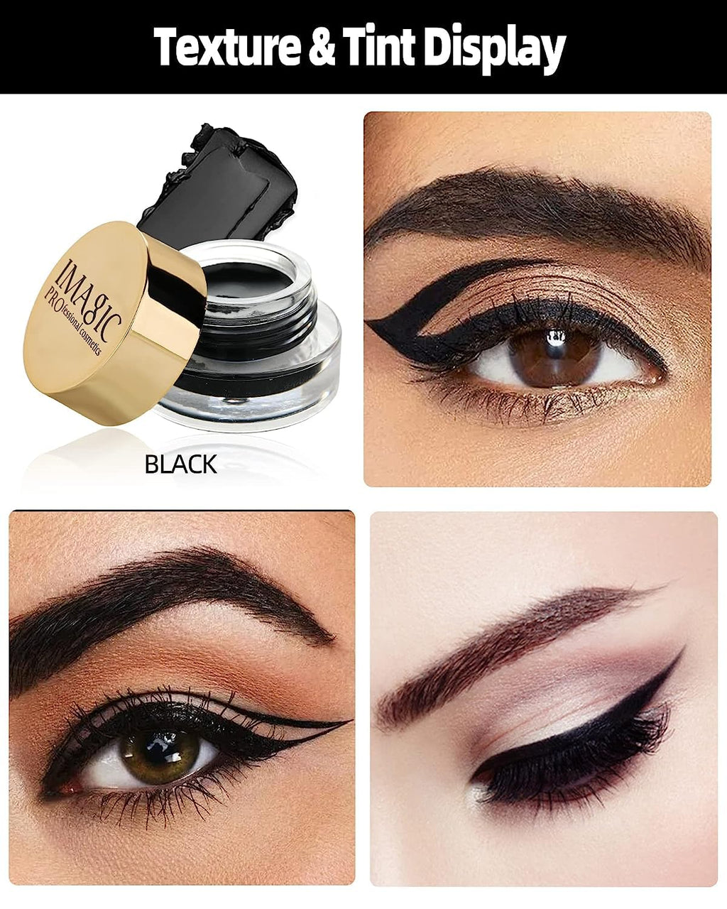 COSLUXE IMAGIC Gel Eyeliner, Waterproof Makeup Gel Eye Liner With Brush (4g) (black 01) - Image 2