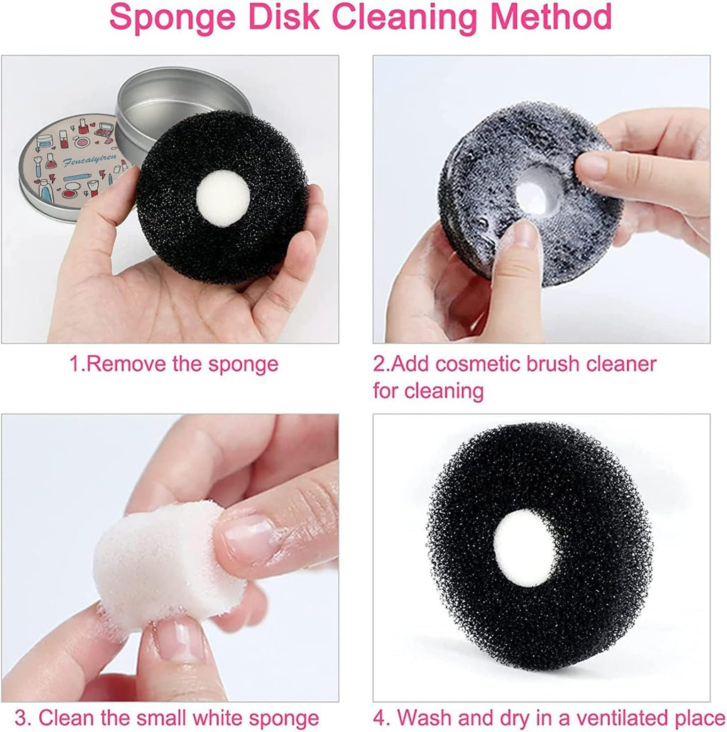 COSLUXE Makeup brush cleaner Makeup Brush Tool - Makeup Brush Quick Cleaner Sponge - Removes Shadow Color from Your Brush White and Black - Image 7