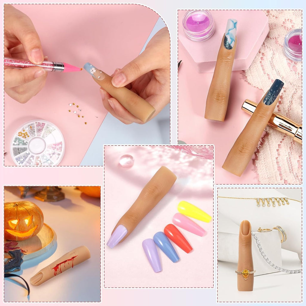 NAILWIND Silicone Practice Fingers for Acrylic Nails, Soft Nail Training Model Practice Finger, Flexible Nail Mannequin Finger for DIY Nails Practice, Including 20pcs Tips - Image 5