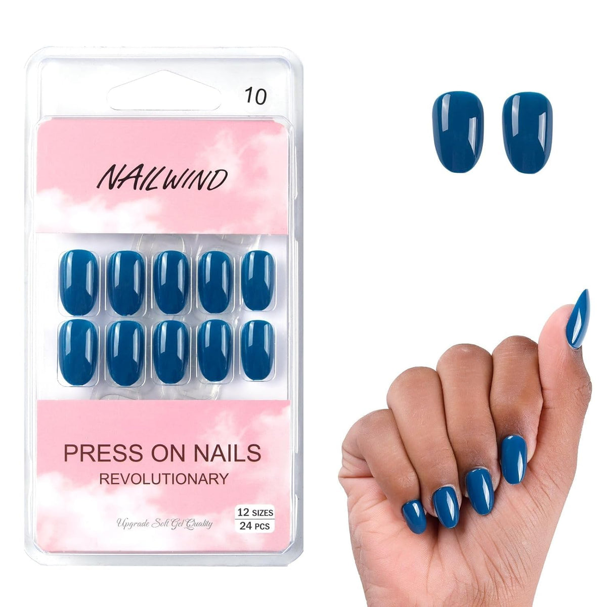 NAILWIND 24pcs Press on nails | Natural Short False Nails | Acrylic Full Cover Nails | Natural Fake Nails Delicate & Comfortable for Women and Girls (V-10) - Image 2