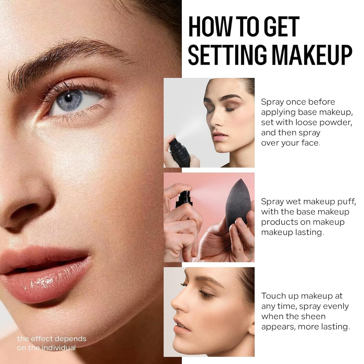 PNF PROFESSIONAL Makeup Setting Spray for Face, Long-lasting, 100ml | Heat-Resistant & Waterproof, 16 HR Wear, Oil-free, Natural Finish, - Image 6