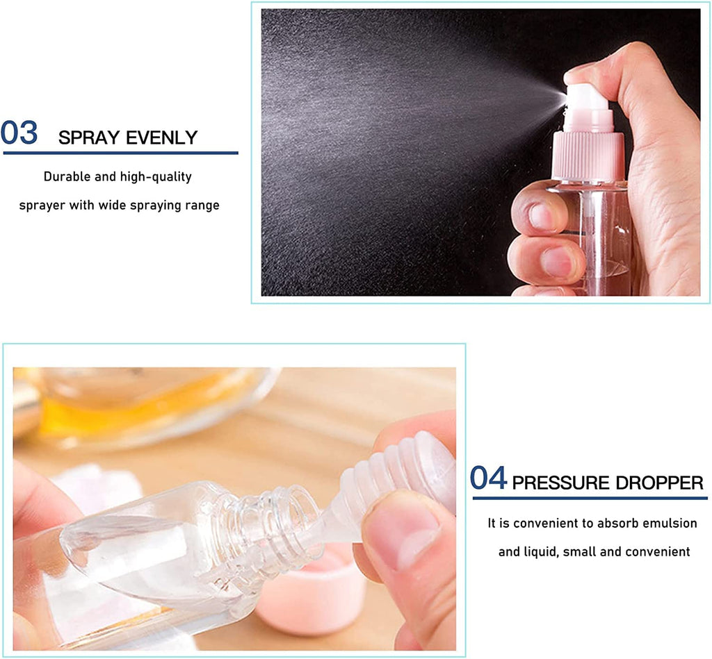 COSLUXE Travel Bottles Kit, Travel Cosmetics Bottles Set, Portable Multipurpose Cosmetics Toiletries Travels Refillable Bottle - for Storing Shampoo, Gel, Cream Jars, Lotion Dispenser 5 - Pcs Set - Image 4