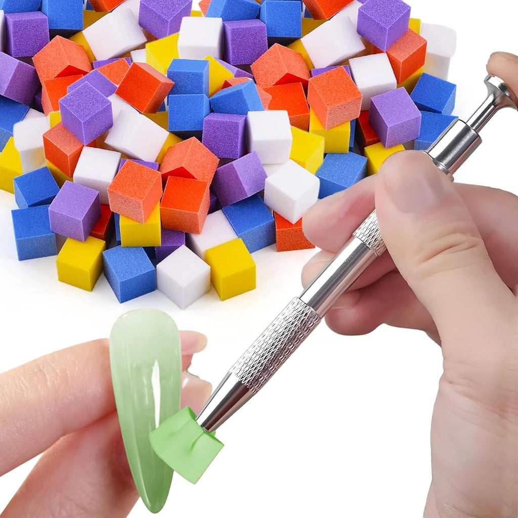 NAILWIND Nail Sponges for Ombre with 4 Claws Nail Sponge Metal Grabber,Nail Sponges, Nail Sponge 1 Metal Grabber with Mini Replaceable Nail Sponges Blocks for Ombre Nail Art, Stamping Tools Nail Art Tools Nail 80 - 100Pcs - Image 2