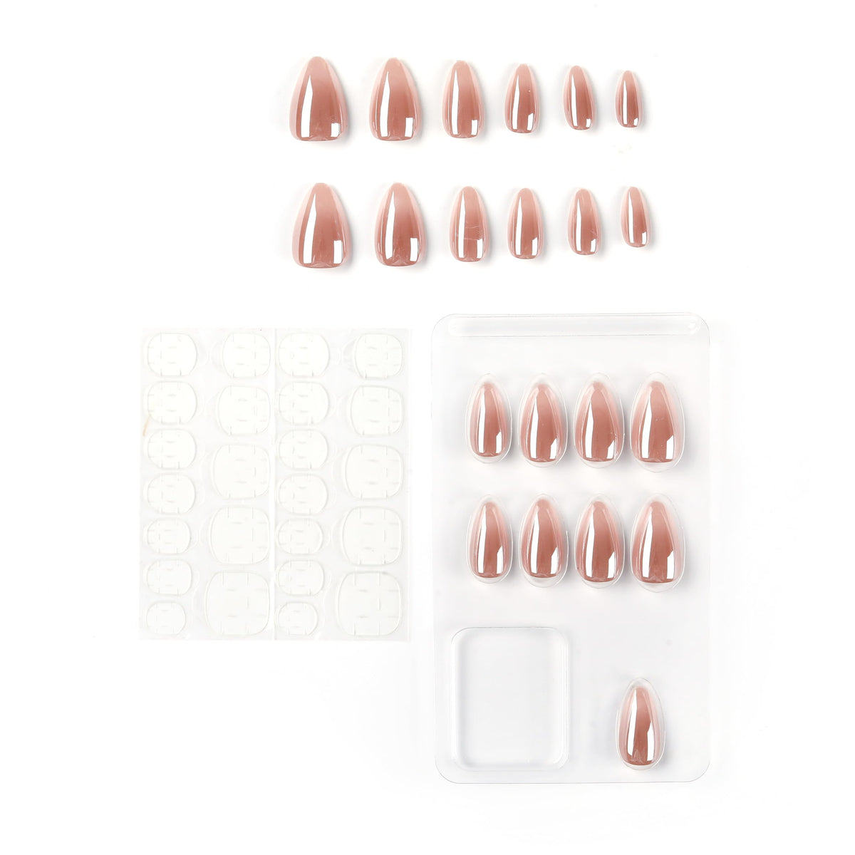 NAILWIND Almond Press On Nails Medium, Nude chrome, Short Soft Gel Mirror Designs Glossy Ombre Nails with Nail Glue, Semi-Transparent Reusable Glue On in 15 Sizes - 30PCS Stick On Nail Kit, Acrylic Nail for Women 24 - Image 3