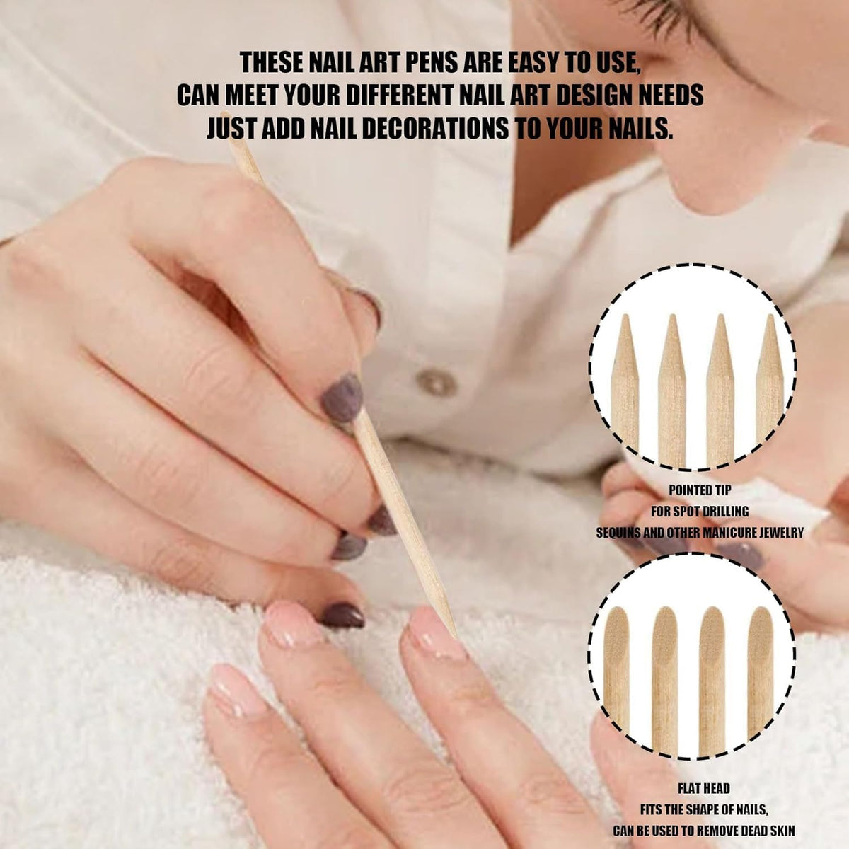COSLUXE Orange Wood Nail Sticks Double Sided Multi Functional Cuticle Pusher Remover Manicure Pedicure Tool for Manicure Pedicure 100 PCS SET - Image 3