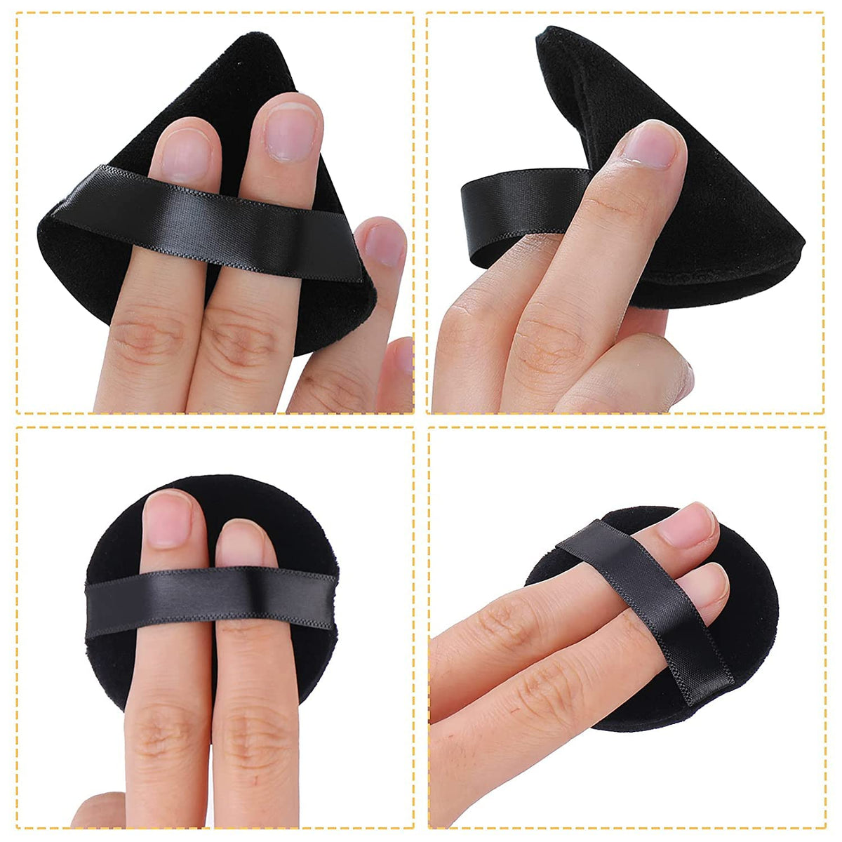 COSLUXE 2 Pieces Powder Puffs Triangle Round Cosmetic Powder Puff Washable Reusable Soft Powder Sponge Makeup Foundation Sponge for Face Body Loose Powder Wet Dry Makeup Tool - Image 5