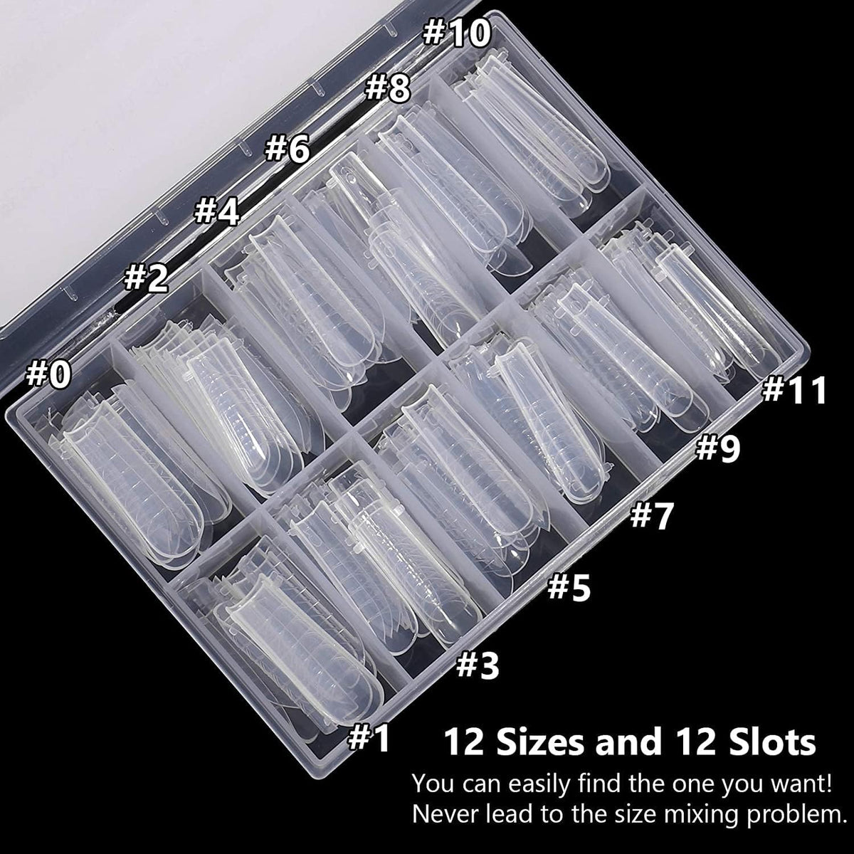 NAILWIND Extension Tips Set for Enhancement, Thickening Acrylic False Nails - Manicure Tool, 12 Sizes, Trendy Art Design, Salon DIY at Home (Clear, 120-Pcs) - Image 4