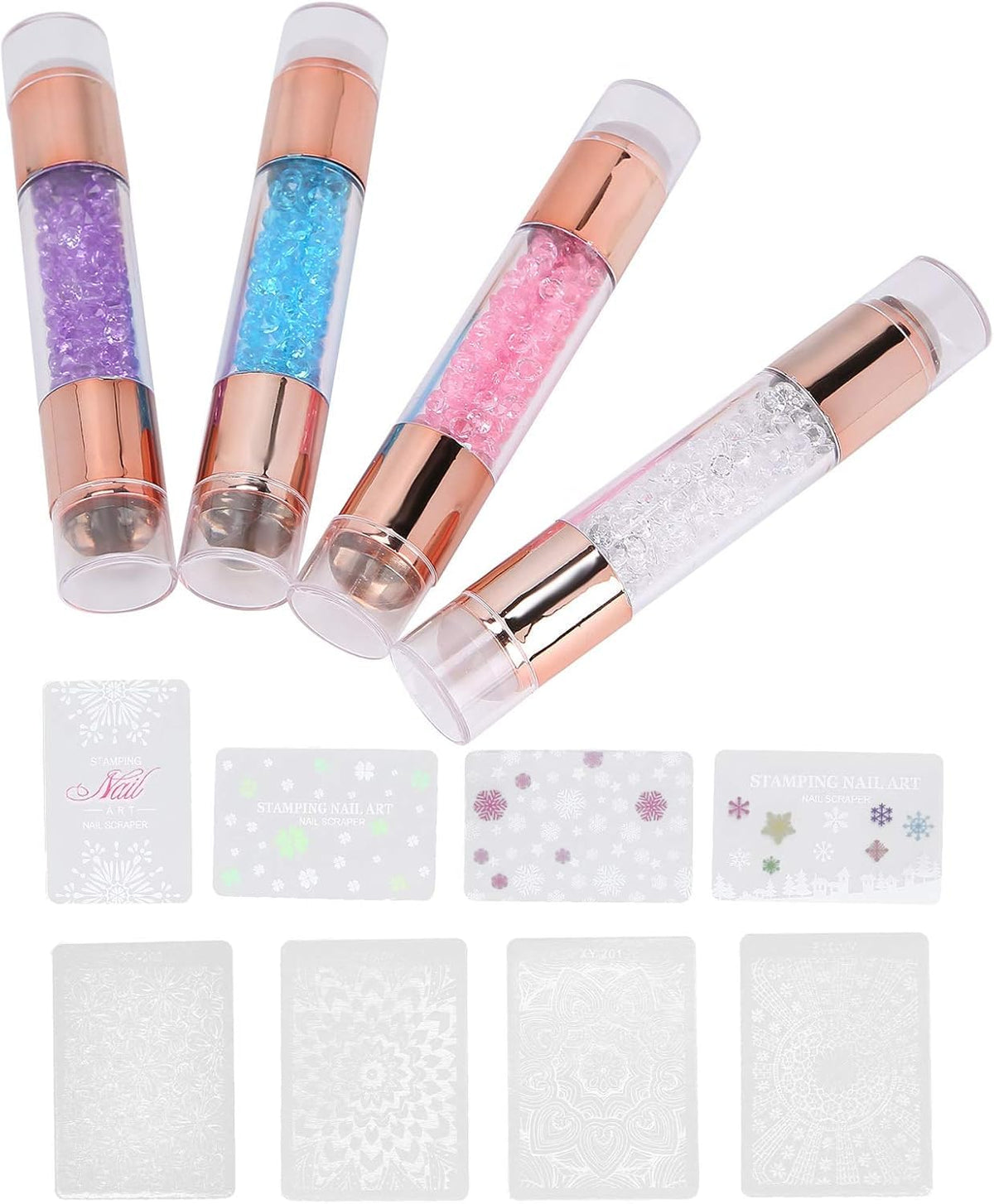 NAILWIND Nail Stamper Kit, Nail Stamping Plates Double Ended, Manicure Stamping Plates Clear Printing Exiqiusite Scraper for Home for Salon - Image 4