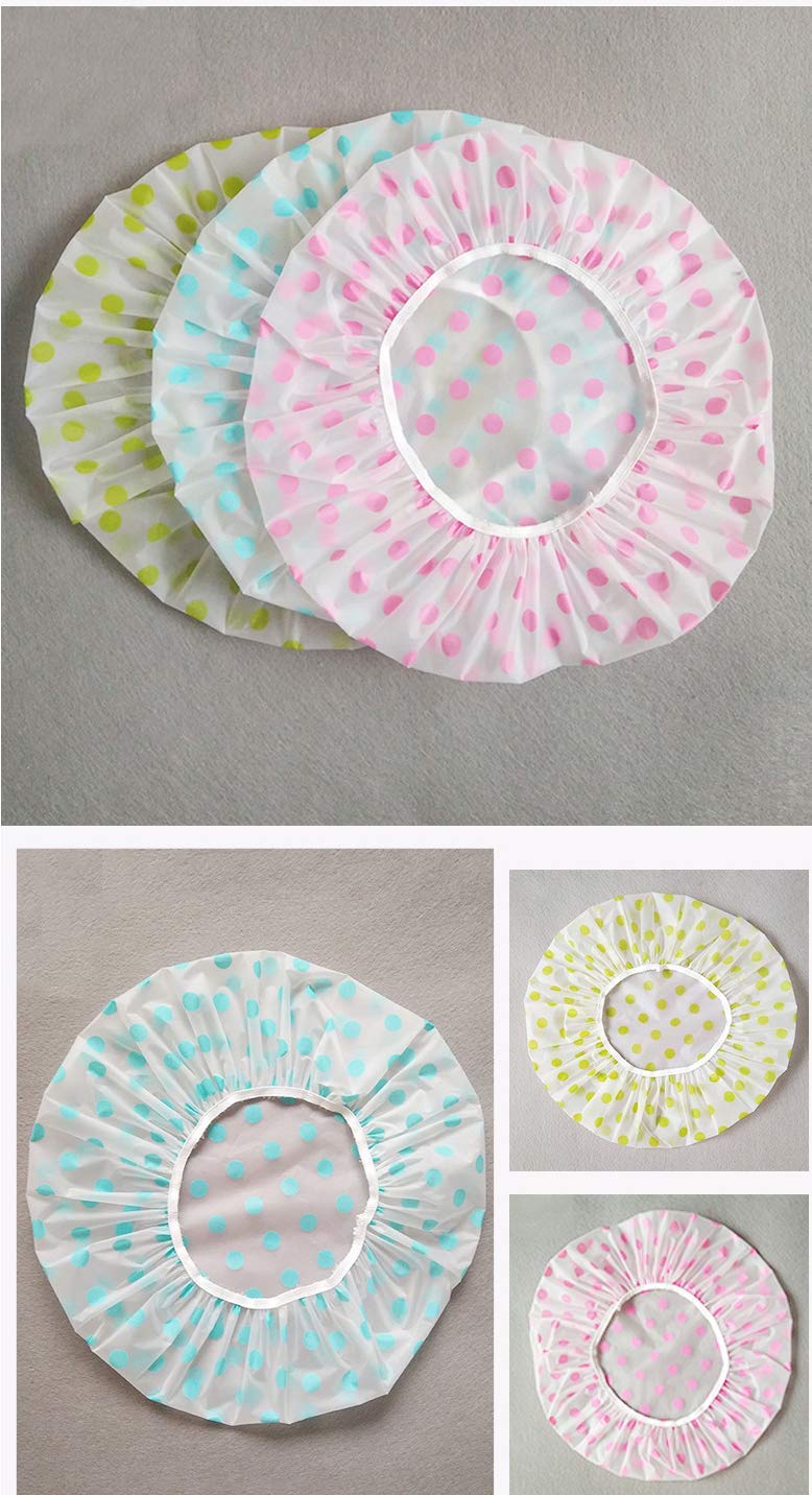 COSLUXE Shower Cap, 1 pcs Waterproof Elastic Reusable Bathing Hair Cap, Beauty Salon Spa Shower Caps Lace Elastic Band Flower Printed Hat Environmental Protection Hair Bath Caps - Image 5
