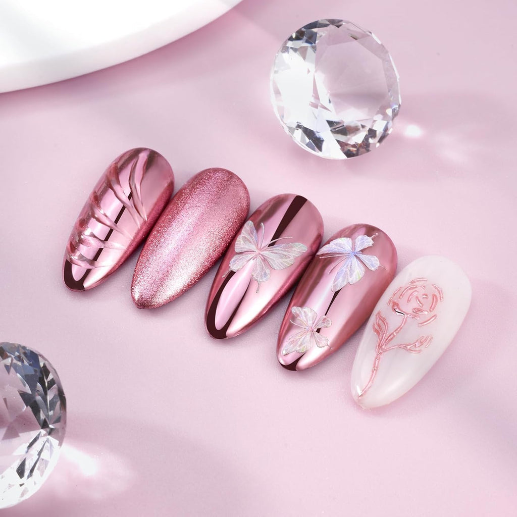 NAILWIND Chrome Nail Powder | Mirror Effect Chrome Powder for Nails Glitter Long Lasting | Pearl Aurora Mermaid Nail Powder | Holo Pigment Nail Art DIY Design Decorattion (Gold, 4 PCS) - Image 9