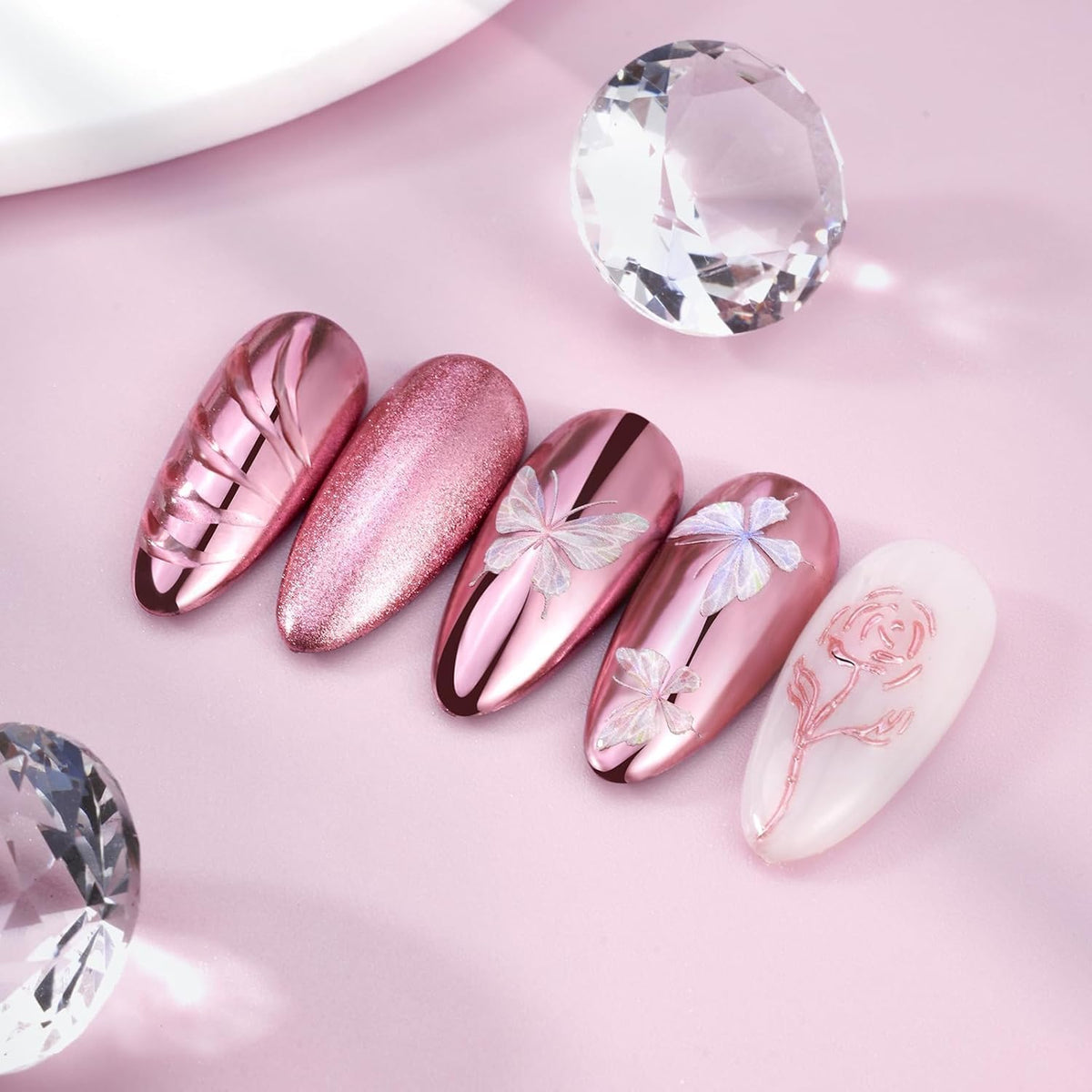 NAILWIND Chrome Nail Powder | Mirror Effect Chrome Powder for Nails Glitter Long Lasting | Pearl Aurora Mermaid Nail Powder | Holo Pigment Nail Art DIY Design Decorattion (Gold, 4 PCS) - Image 9