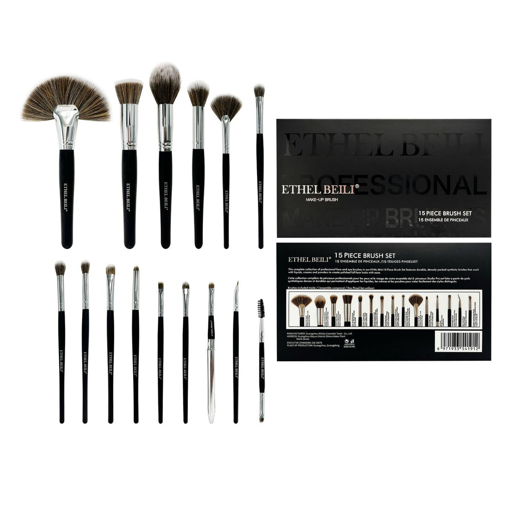 BEILI Professional Makeup Brush Set, Synthetic Foundation Powder Concealers Eye shadows Blush Makeup Brushes - Pack of 15 - Image 2